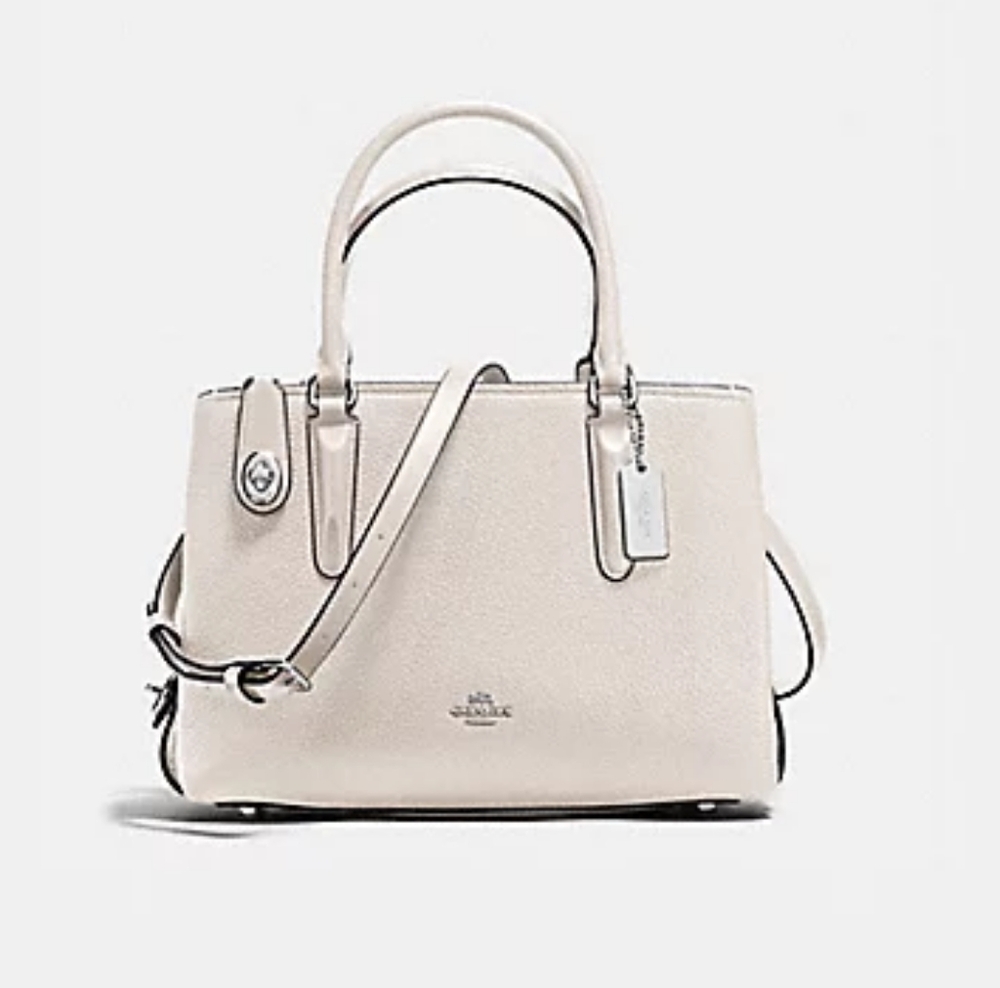 EUC Beautiful Coach 56839 Pebbled Leather Chalk Brooklyn Carryall 28 Bag!!